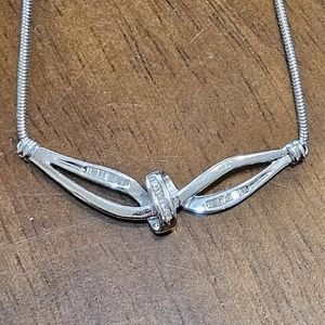 Diamond Baguette 925 Sterling Silver Necklace HN Heng Ngai